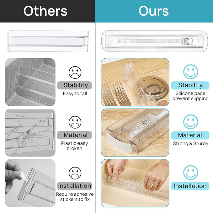 Vtopmart 4 Pack Shallow Drawer Dividers, 2.36" High 12.67"-21.14" Adjustable - Image 7