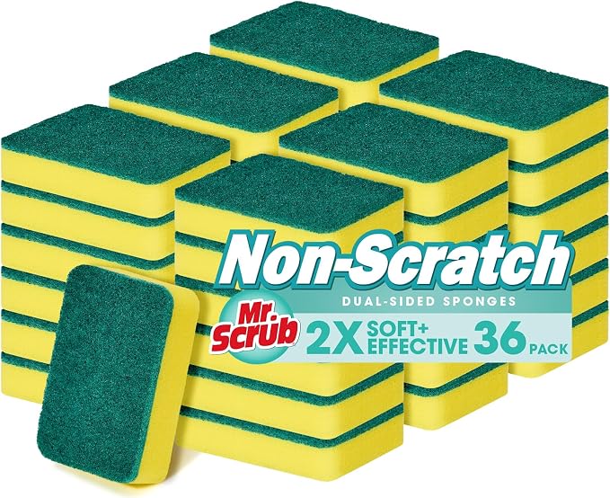 Sponges Kitchen Scrub Dish Sponge Scouring Pad, 36 Pack Cleaning Brush Scrubber by MrScrubCleaninghelpers
