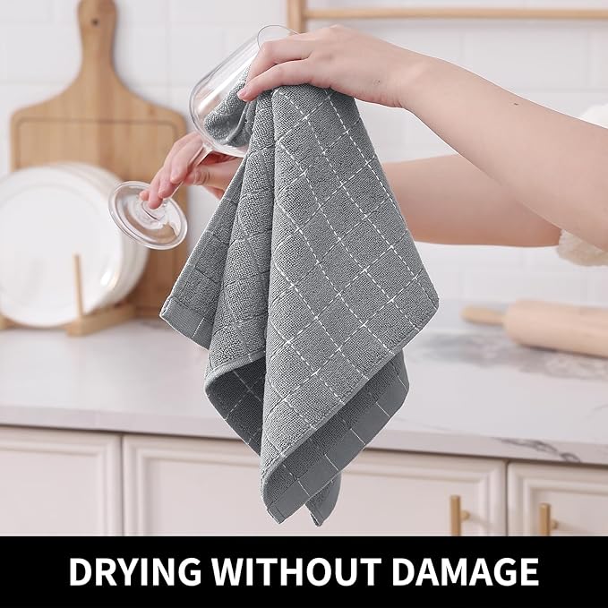 Homaxy 100% Cotton Terry Kitchen Towels, Checkered Designed, Soft and Super - Image 4
