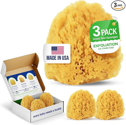 Baby Buddy Absorbent Natural Bath Sponge, Soft Exfoliating Grass Sponge by BabyBuddy
