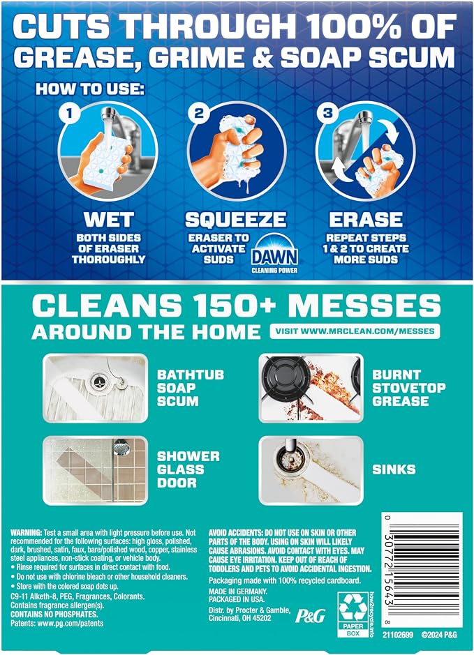 Mr. Clean Magic Eraser Foaming Sponge, All Purpose Cleaner, Dawn Cleaning Power - Image 14