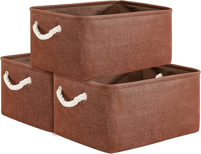 TheWarmHome Decorative Basket Rectangular Fabric Storage Bin Organizer Basket by TheWarmHome