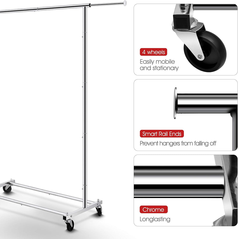 Simple Trending Clothing Garment Rack, Extendable Clothes Organizer, Chrome