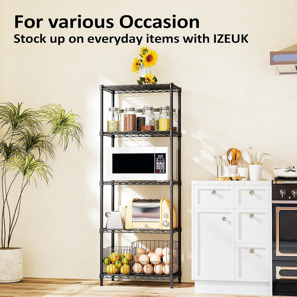IZEUK 5-Tier Wire Shelving Unit, 24” Pantry Shelves Metal Storage Rack