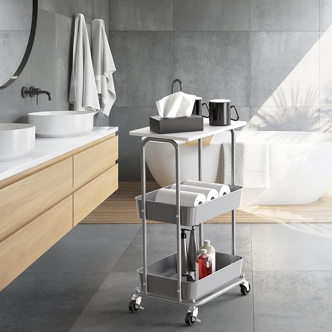 Simple Houseware 2-Tier Rolling Utility Cart - Image 8