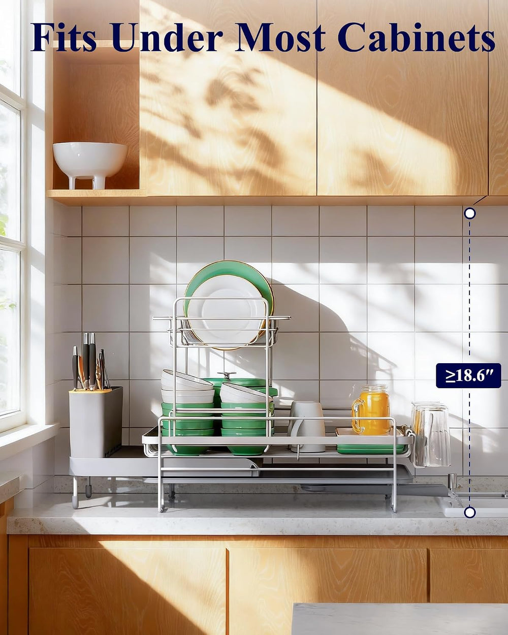 Kitsure Extendable Dish Drying Rack, 19.2"-26.7" L x 12.9" W, ...