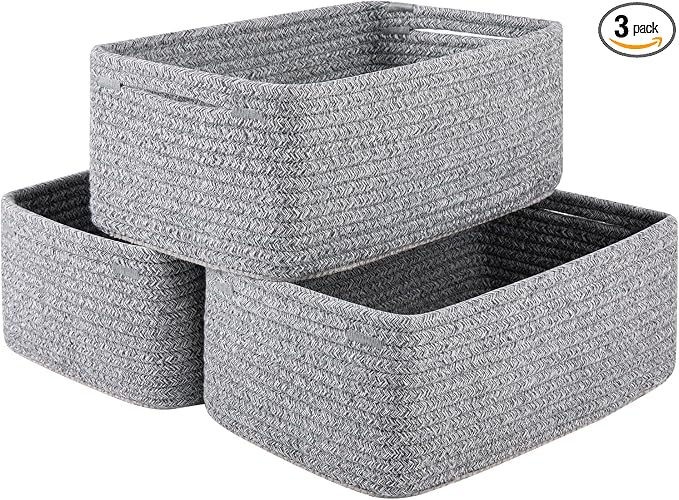 3 Pack Small Storage Baskets for Organizing, Cute Woven Decorative Gift Baskets by OIASKET