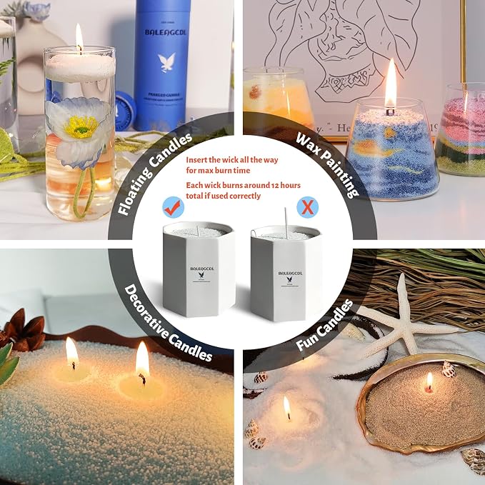 Sea Salt Scented Sky Blue Pearled Candle 18oz Luxury Sand Candle Granulated Wax - Image 4