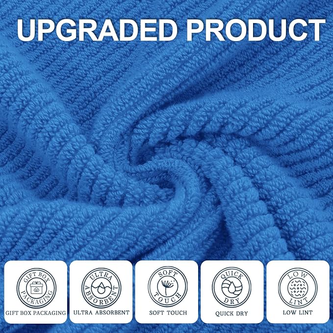 VOOVA & MOVAS Blue Hand Towels for Bathroom, 4 Pack Large 18"x28" - Image 2