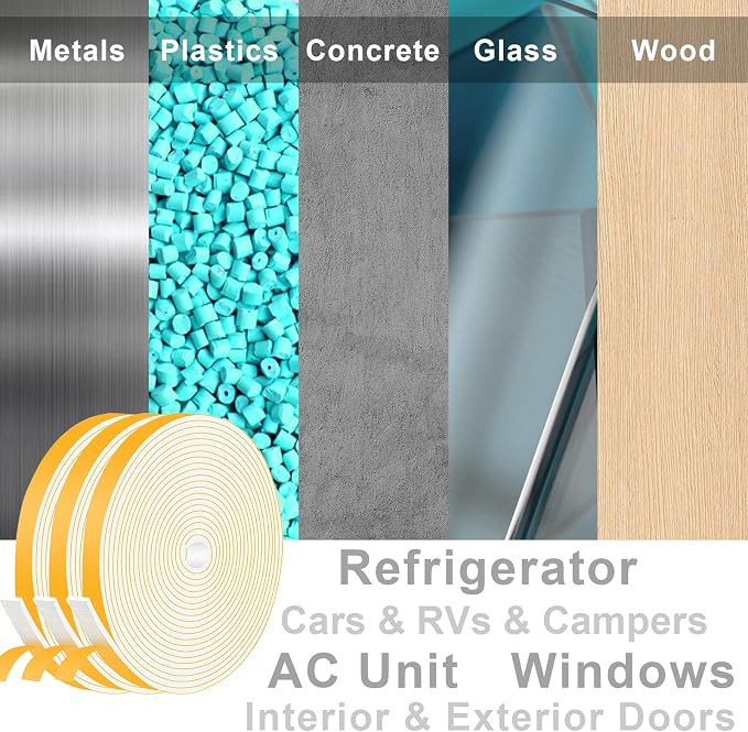White Strong Adhesive Foam Tape, High Density Door Insulation Weather - Image 4
