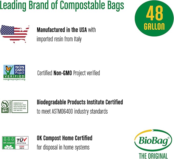 BioBag The Original Compostable Bag, 48 Gallon, 100% Certified Compostable - Image 3
