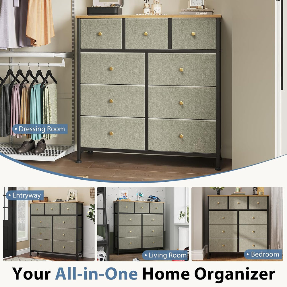 DUMOS 9 Drawer Dresser for Bedroom, Storage Organizer Chest of Drawers
