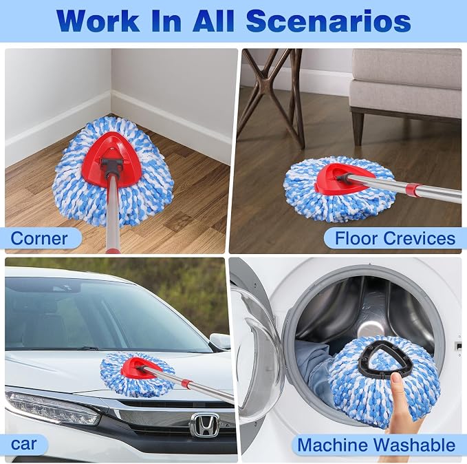 4 Pcs Mop Replace Heads & 1 Scrub Brush & 1 Base Combo - Image 4