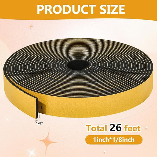 26Feet Weather Stripping Seal for Door Window, High Density Foam Tape, - Image 2