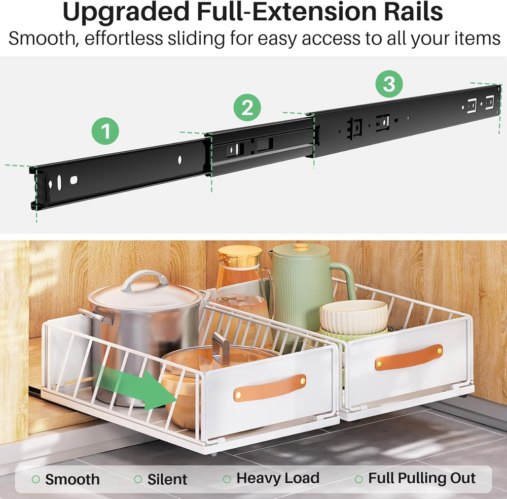 4Pack Pull out Cabinet Organizer,Heavy Duty Slide out Pantry Shelves Drawer S...