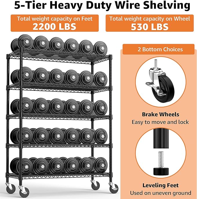 Garage Shelving 5 Tier Industrial Metal Shelving Units - Image 4