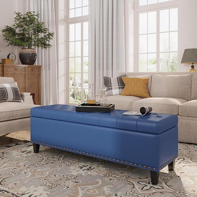 Storage Ottoman Bench, 51-Inch Large Storage Bench by FiveWillowise