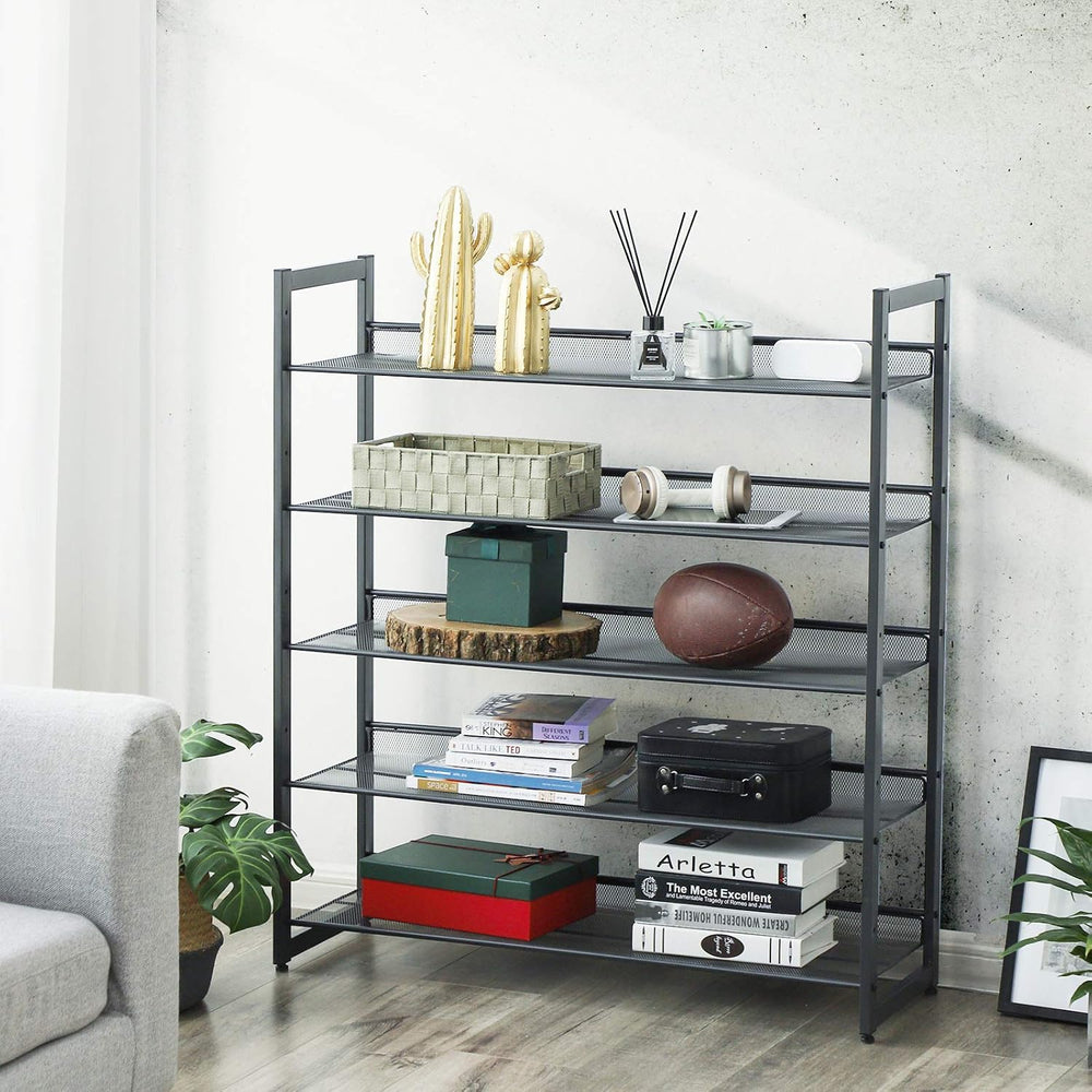 SONGMICS Metal Shoe Rack, 5-Tier Shoe Orgainzer, Holds 20-25 Pairs