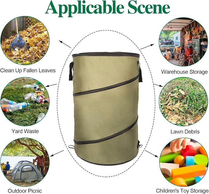 Collapsible Lawn and Leaf Bag Pop-Up Trash Can/Recycle Bin Leaf Waste Bag - Image 7