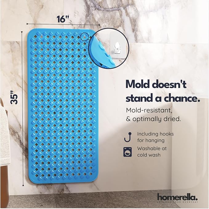 homerella® Bathtub Mat Non Slip 35x16, Incl. Hooks - Image 3