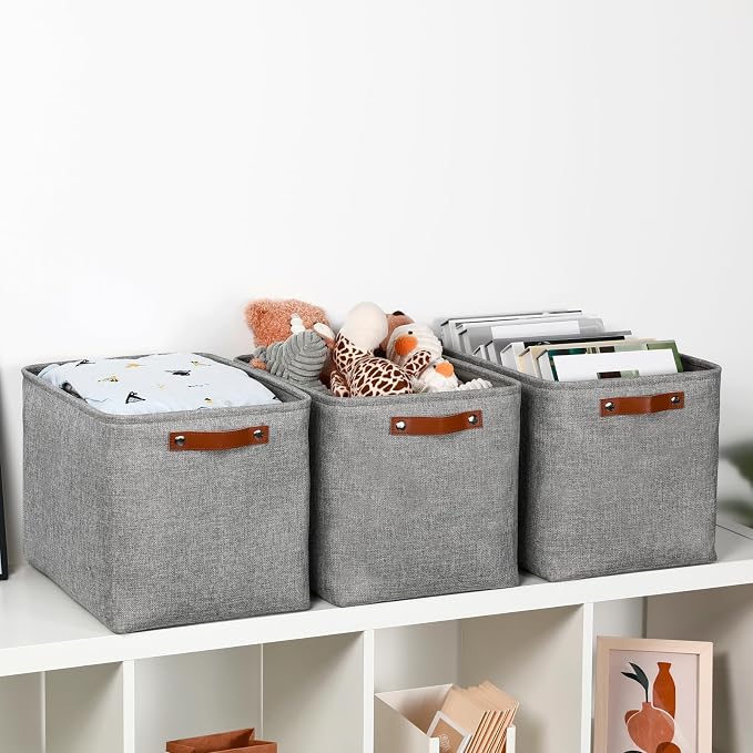 DULLEMELO Large Storage Baskets, 3 Pack Foldable Storage Baskets Bins - Image 3
