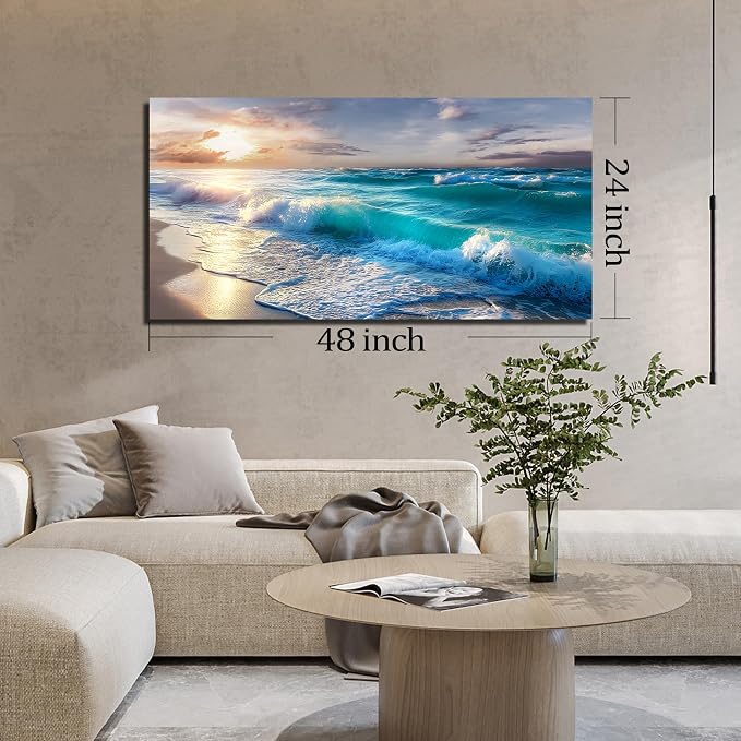 GUGIKA Ocean Wall Art for Living Room, Size 48 x 24 Inches - Image 7