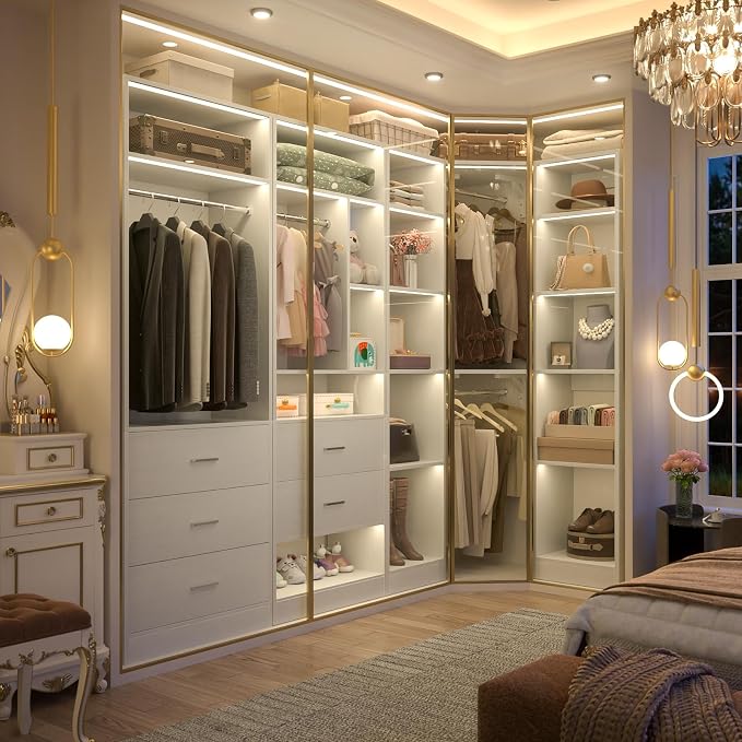 Corner Closet System with 5 Drawers, Closet Organizer System with 15+Shelvess & - Image 3