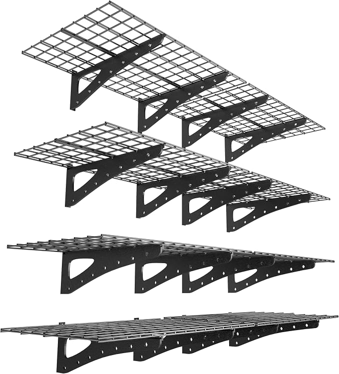 4Pack 2x6ft Garage Shelving Wall Mounted, 2400 Lbs Heavy Duty Garage Wall by PRESTELION