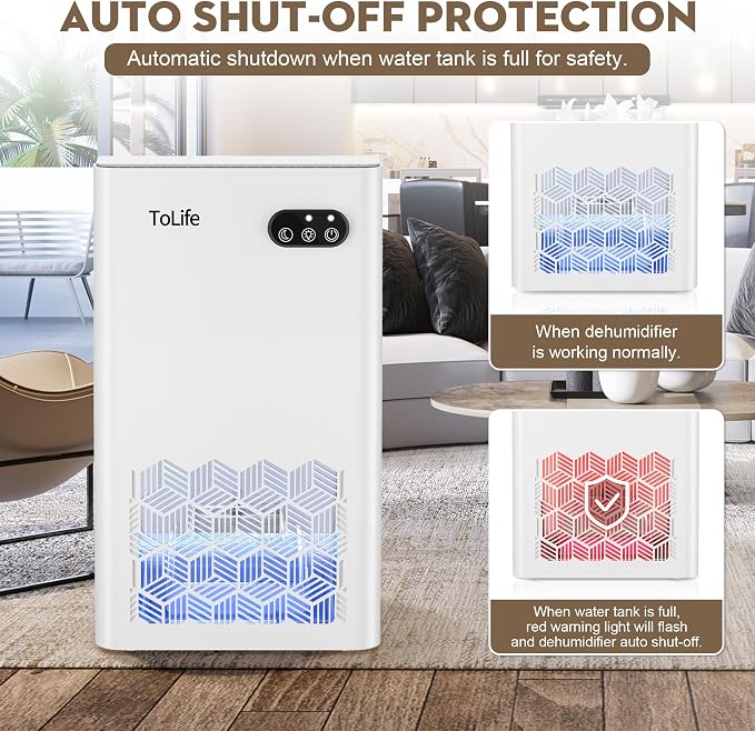 ToLife Dehumidifier for Home, 1000 sq.ft Dehumidifiers for Basement Bedroom - Image 6