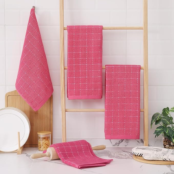 Homaxy 100% Cotton Terry Kitchen Towels, Checkered Designed, Soft and Super - Image 7