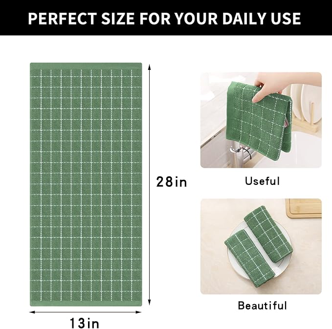 Homaxy 100% Cotton Terry Kitchen Towels, Checkered Designed, Soft and Super - Image 5
