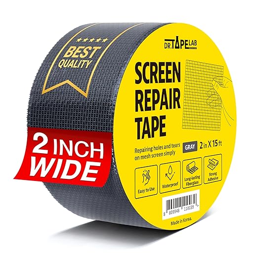 Grey Window Screen Repair Tape, 2 in X 15 FT, Screen Repair Kit by DRTAPELAB