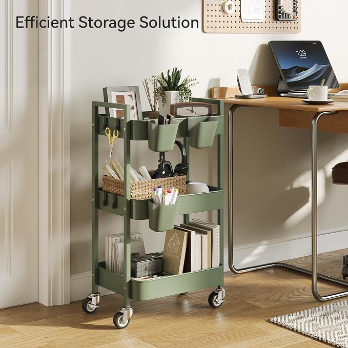 3 Tier Rolling Cart, Utility Cart - Image 3