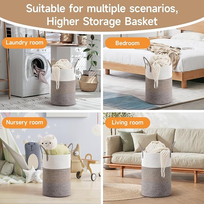 CLHMILY&Z 40L Laundry Basket Round Storage Rope Basket - Image 5