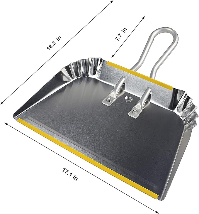 PHYEX 3-Pack 17" Heavy Duty Metal Dust Pans, Wide Dustpans - Image 3