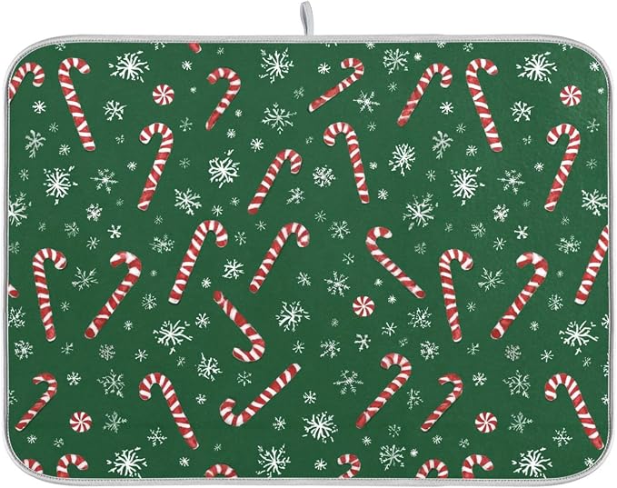 Christmas Candy Cane Dish Drying Mat by Wamika