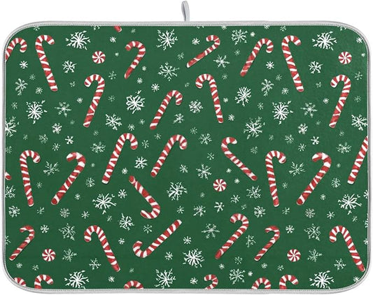 Christmas Candy Cane Dish Drying Mat by Wamika