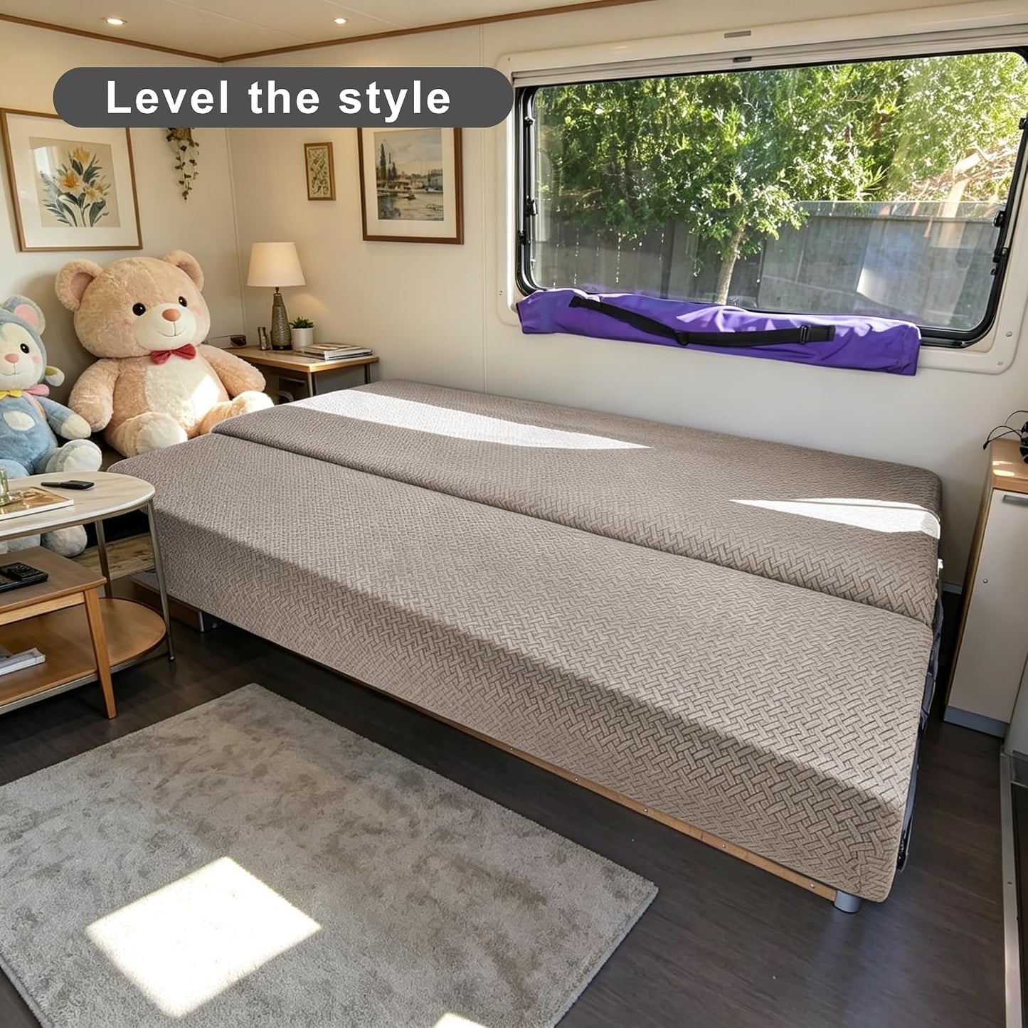 2 Piece RV Couch Covers for Sofa Bed，RV Jackknife Sofa Cover for Stretchable Backrest & Seat Covers, Non Slip Washable Furniture Slipcover for Pet Friendly