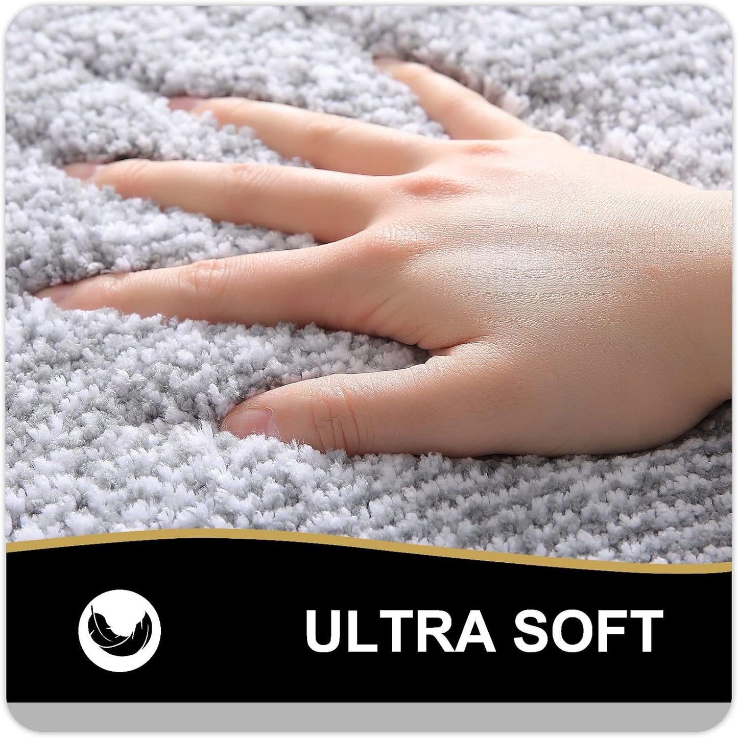 OLANLY Small Bathroom Rugs 24x16, Extra Soft and Absorbent Microfiber Bath Rugs, Non-Slip, Machine Washable, Quick Dry Shaggy Bath Carpet, Bath Mats for Bathroom Floor, Tub, Shower, Grey