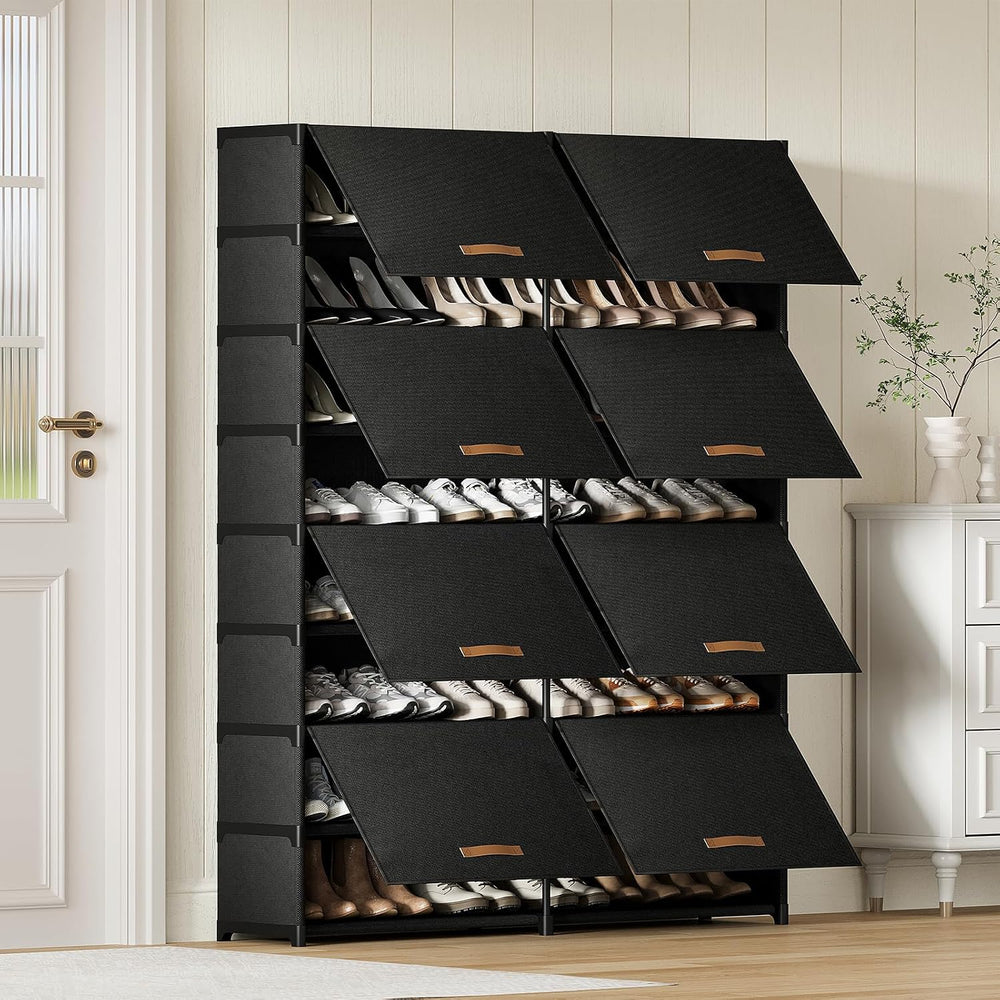 2 by 9 Tier Shoe Cabinet, 54-Pair Storage for Closet,Black
