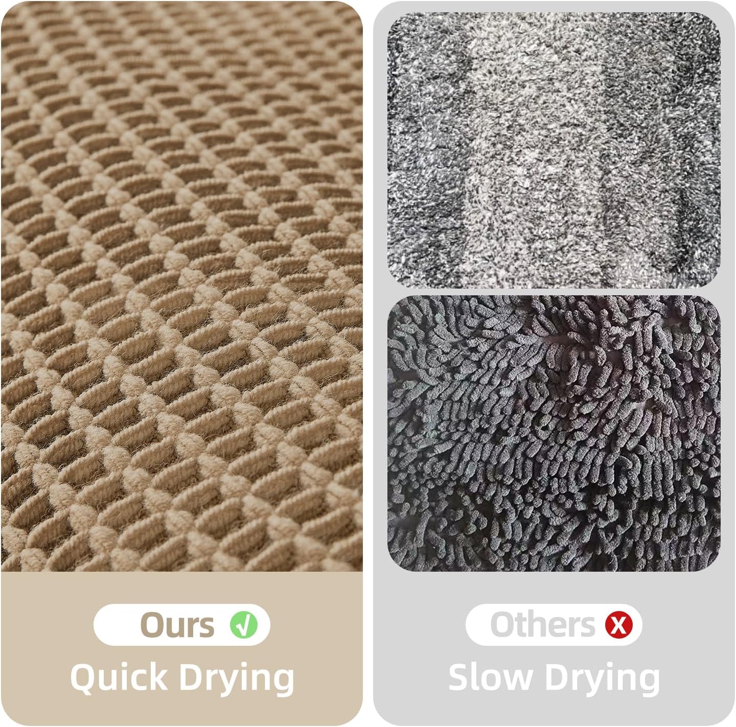 TYUU Waffle Bath Mat, Boho Bathroom Rugs Non Slip Washable Super Absorbent Quick Dry Farmhouse Bathroom Decor, 30"x20" Khaki