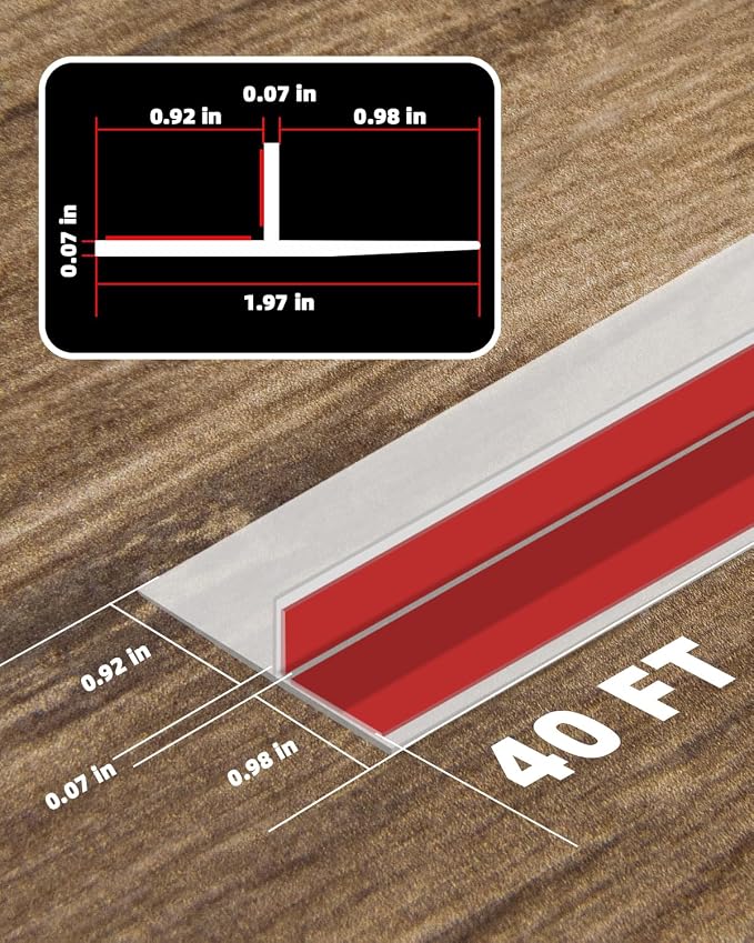 Orghtin T-Shaped Silicone Seal Strip, 40Ft x 1.97 in Draft Stopper - Image 3