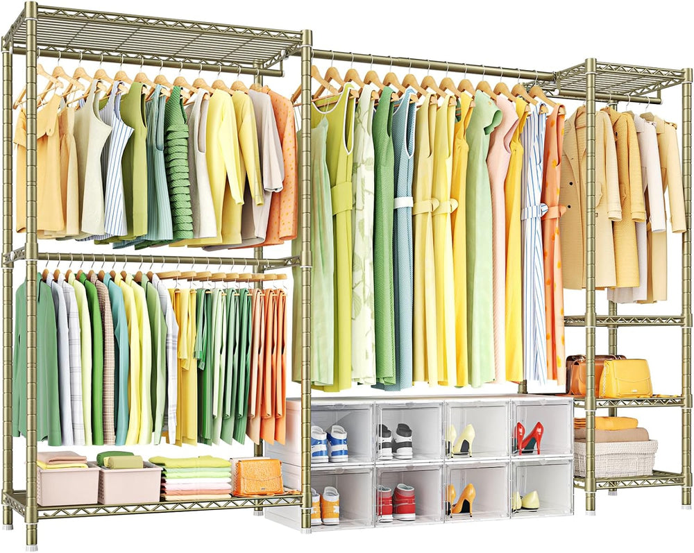 Ulif E10 Clothes Rack（With Stretchable Hanger Rod）Freestanding Clothing Racks...
