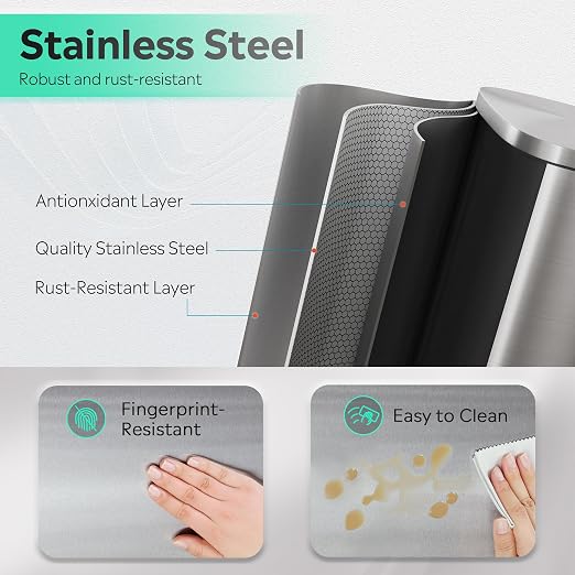 WLIVE 13 Gallon Stainless Steel Trash Can - Image 7