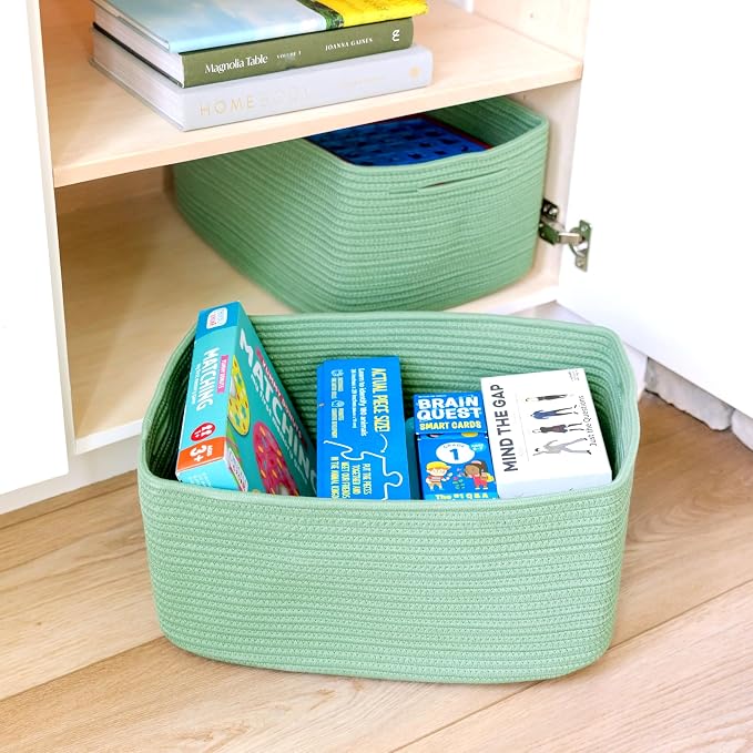 NaturalCozy Storage Baskets 16.8”x13”x7.6” Cotton Rope Woven Baskets - Image 9
