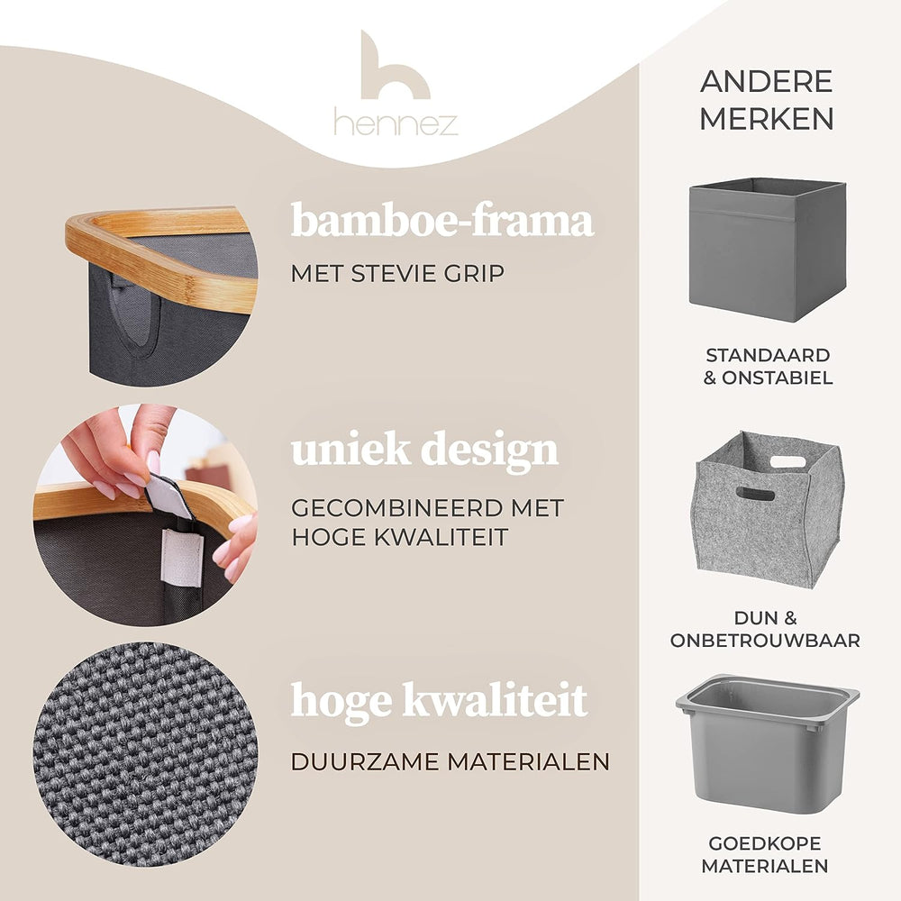 Hennez 40L Storage Basket For IKEA Kallax - Foldable Small Basket for Laundry...