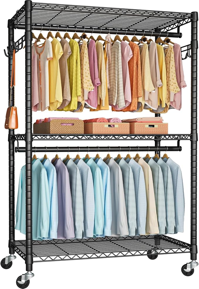 FUTASSI P1 Plus Rolling Clothes Rack, 22mm Diameter Heavy Duty Garment Rack by FUTASSI
