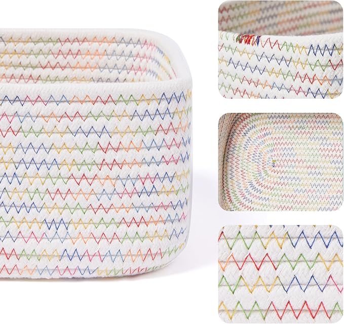 Small Storage Baskets for Organizing | Closet Organizer Bins | Shelf Toy Basket - Image 2