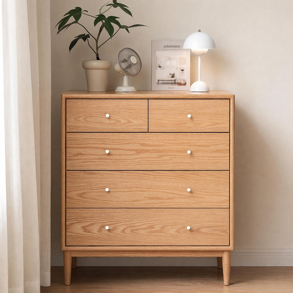 Solid Wood Dresser, 5 Drawer Dresser for Bedroom, Solid Wood Storage Organize...