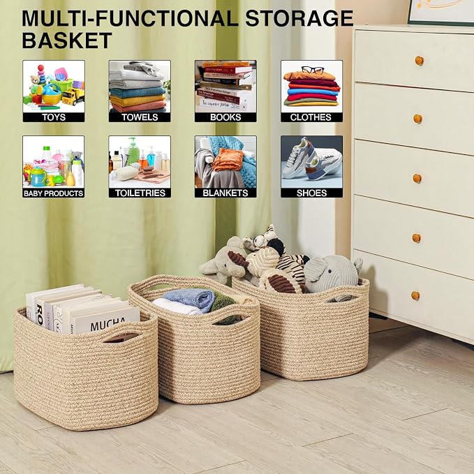 Decorative Storage Baskets for Organizing Shelves, Toy Basket for Nursery - Image 4